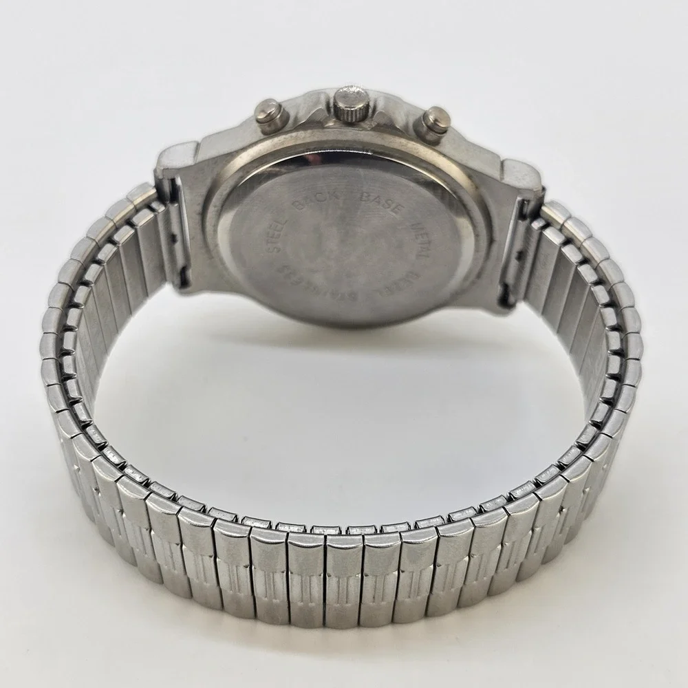Men's Analog Watch 40MM Black Dial Grray Expandable Bracelet Band 7